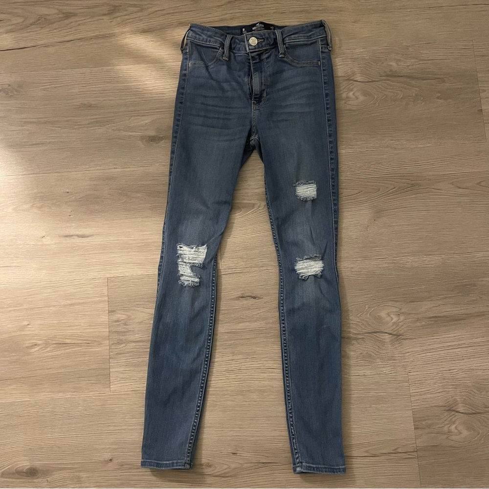 Hollister Size W25 L28 Women's Ripped Blue Jean Jeggings High Rise